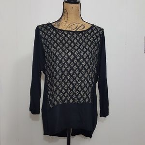 Lucky Brand Geometric Diamond Print Tunic Top